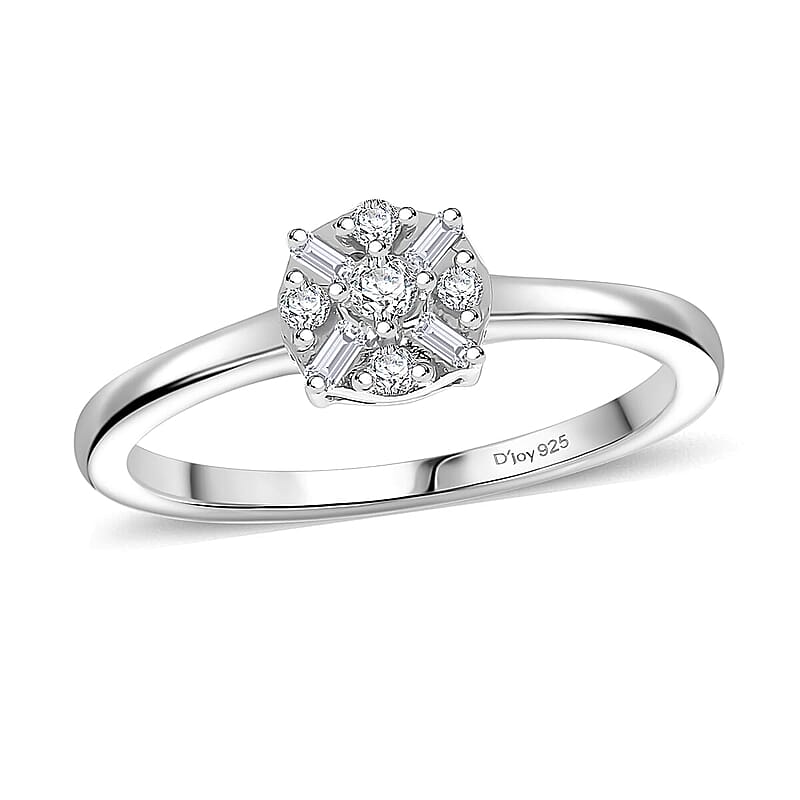  D'Joy Diamond 0.15 ctw Ring in Rhodium Over Sterling Silver (Size 10.0)