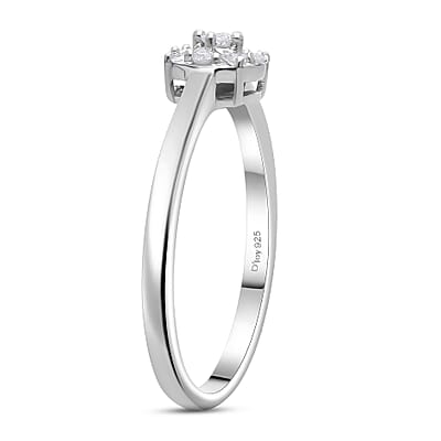  D'Joy Diamond 0.15 ctw Ring in Rhodium Over Sterling Silver (Size 10.0)