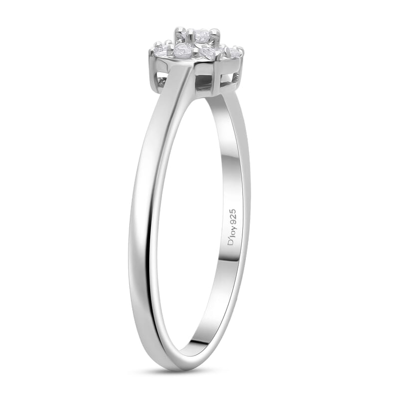  D'Joy Diamond 0.15 ctw Ring in Rhodium Over Sterling Silver (Size 10.0)