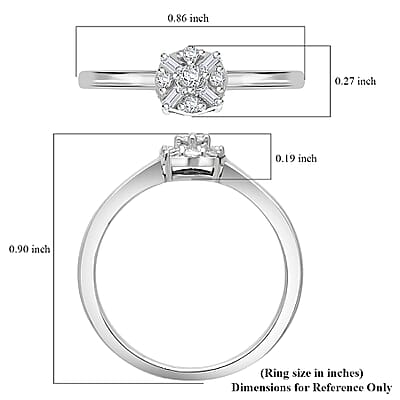  D'Joy Diamond 0.15 ctw Ring in Rhodium Over Sterling Silver (Size 10.0)