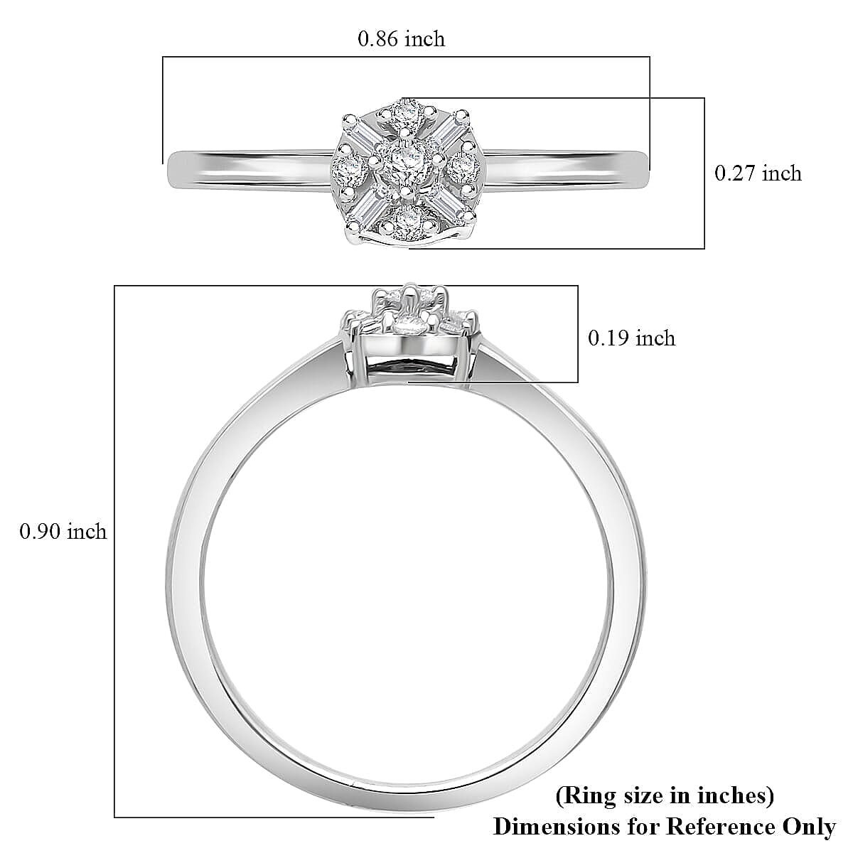 Doorbuster D'Joy Diamond Ring in Rhodium Over Sterling Silver (Size 10.0) 0.15 ctw image number 4