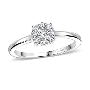 Doorbuster D'Joy Diamond 0.15 ctw Ring in Rhodium Over Sterling Silver (Size 8.0)