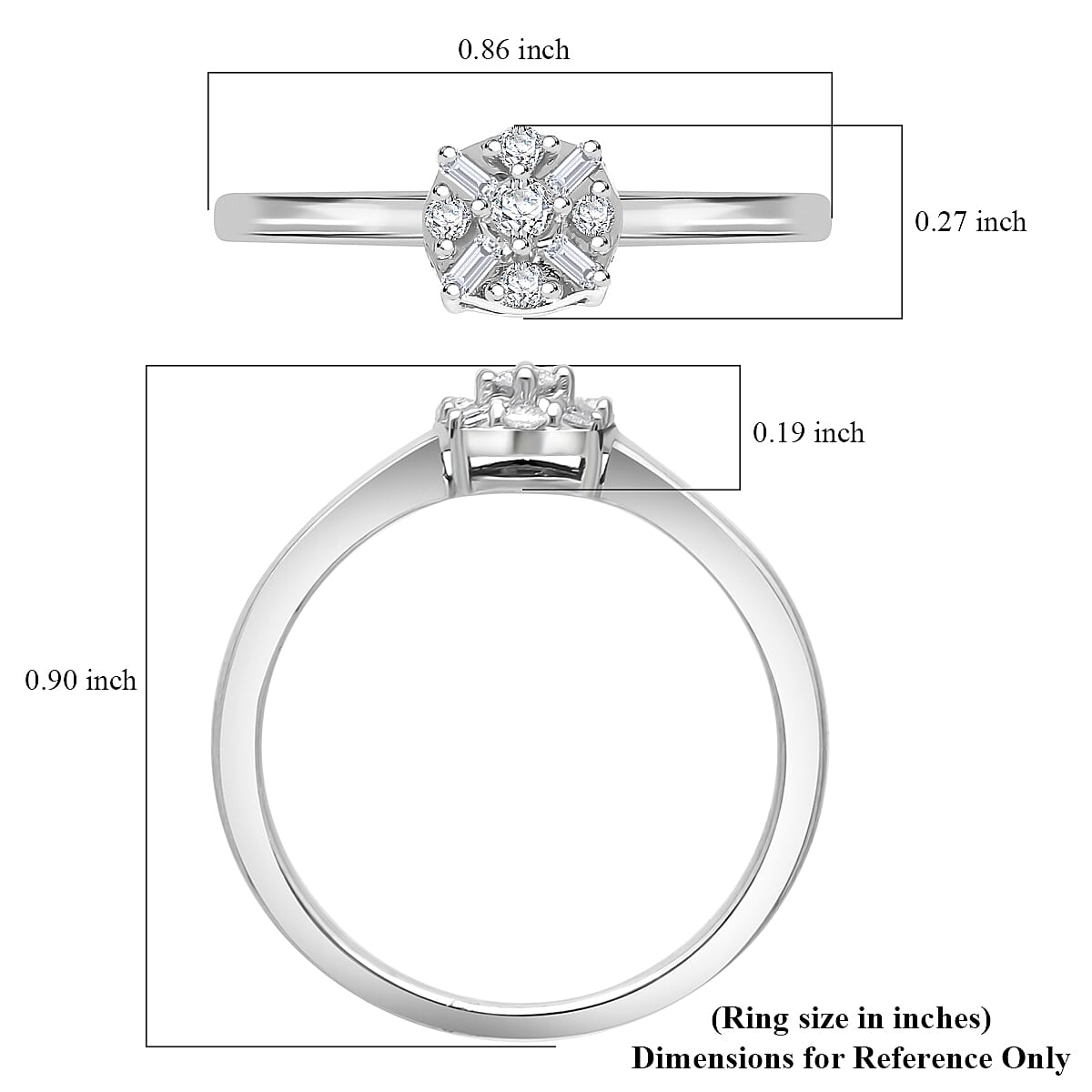 Doorbuster D'Joy Diamond 0.15 ctw Ring in Rhodium Over Sterling Silver (Size 8.0) image number 4