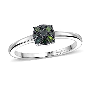 Doorbuster D'Joy Green Diamond 0.15 ctw Ring in Rhodium Over Sterling Silver (Size 10.0)