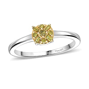 Doorbuster D'Joy Yellow Diamond 0.15 ctw Ring in Rhodium Over Sterling Silver (Size 10.0)