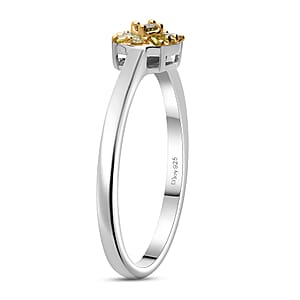 Doorbuster D'Joy Yellow Diamond 0.15 ctw Ring in Rhodium Over Sterling Silver (Size 10.0)