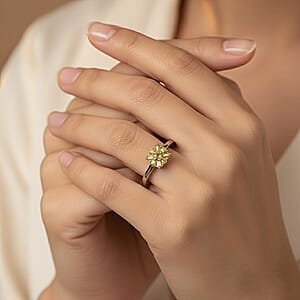 Doorbuster D'Joy Yellow Diamond 0.15 ctw Ring in Rhodium Over Sterling Silver (Size 7.0)