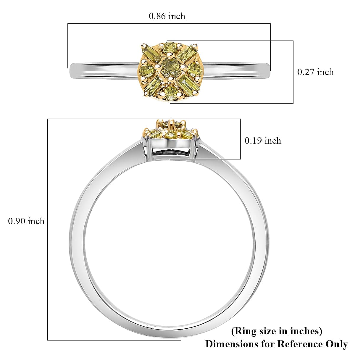 Doorbuster D'Joy Yellow Diamond 0.15 ctw Ring in Rhodium Over Sterling Silver (Size 9.0) image number 4