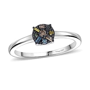 Doorbuster D'Joy Multi Color Diamond 0.15 ctw Ring in Rhodium Over Sterling Silver (Size 10.0)