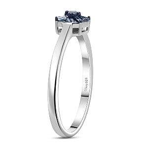 Doorbuster D'Joy Blue Diamond 0.15 ctw Ring in Rhodium Over Sterling Silver (Size 10.0)