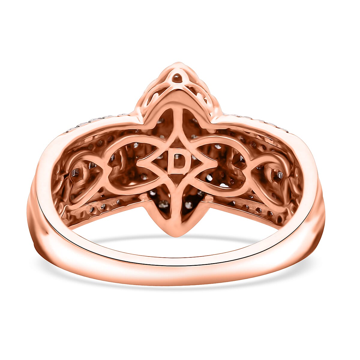 D'Joy Natural Champagne Diamond 0.50 ctw Royal Majesty Ring in 18K Vermeil Rose Gold Over Sterling Silver (Size 10.0)