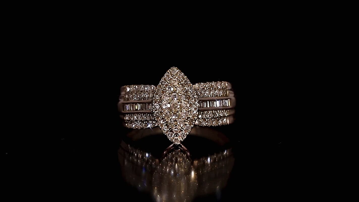 D'Joy Blue Diamond (IR) Ring in Rhodium Over Sterling Silver (Size 10.0) 0.50 ctw