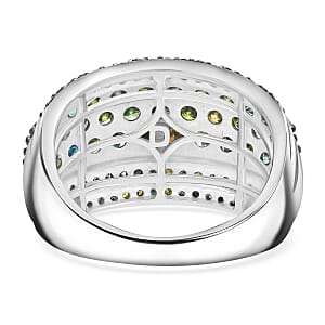 D'Joy Mult Color Diamond Ring in Rhodium Over Sterling Silver 2.00 ctw (Size 7.0)