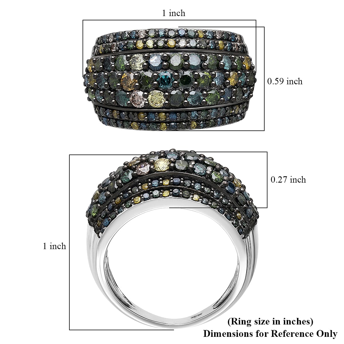 Doorbuster D'Joy Mult Color Diamond 2.00 ctw Moonlit Cascade Ring in Rhodium Over Sterling Silver (Size 7.0) image number 3