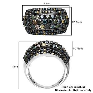 D'Joy Mult Color Diamond Ring in Rhodium Over Sterling Silver 2.00 ctw (Size 7.0)