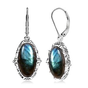 EverTrue Malagasy Labradorite 10.15 ctw Earrings in Platinum Bond
