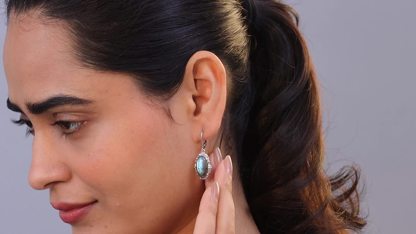 EverTrue Malagasy Labradorite Earrings in Platinum Bond 10.15 ctw