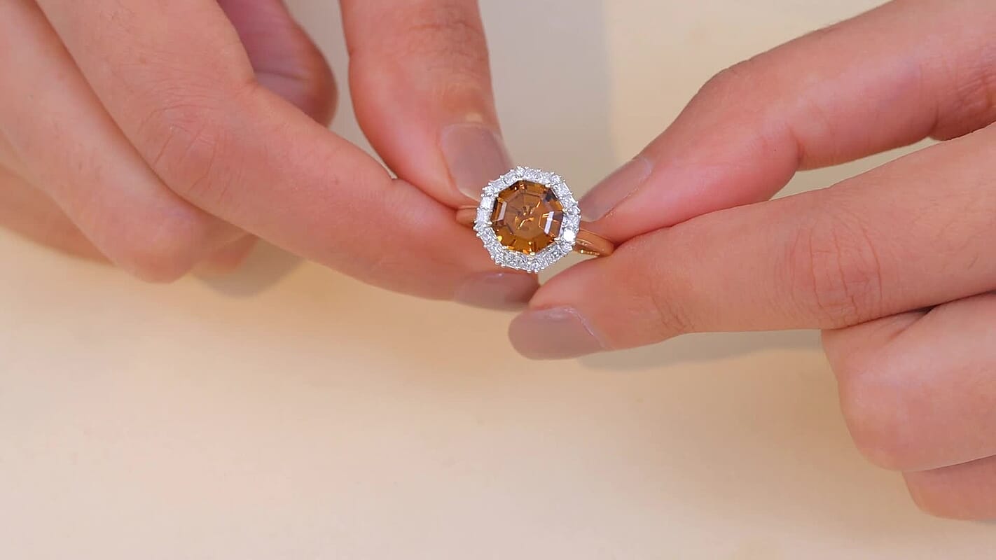 Certified & Appraised 10K Yellow Gold AAA  Golden Turkizite, Luxuriant Lab Grown Diamond (G-H, SI) Ring (Size 10.0) 4.15 ctw