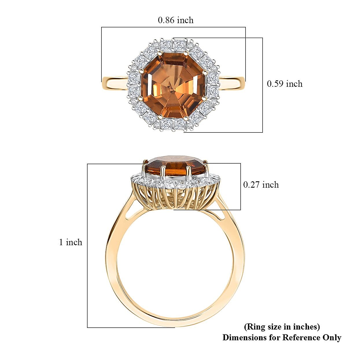 Certified & Appraised 10K Yellow Gold AAA  Golden Turkizite, Luxuriant Lab Grown Diamond (G-H, SI) Ring (Size 10.0) 4.15 ctw image number 5
