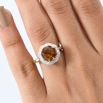 Certified & Appraised 10K Yellow Gold AAA  Golden Turkizite, Luxuriant Lab Grown Diamond (G-H, SI) Ring (Size 12.0) 4.15 ctw