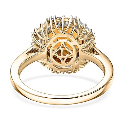 Certified & Appraised 10K Yellow Gold AAA  Golden Turkizite, Luxuriant Lab Grown Diamond (G-H, SI) Ring (Size 12.0) 4.15 ctw