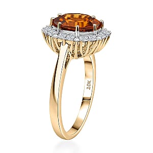 Certified & Appraised 10K Yellow Gold AAA  Golden Turkizite, Luxuriant Lab Grown Diamond (G-H, SI) Ring (Size 5.0) 4.15 ctw
