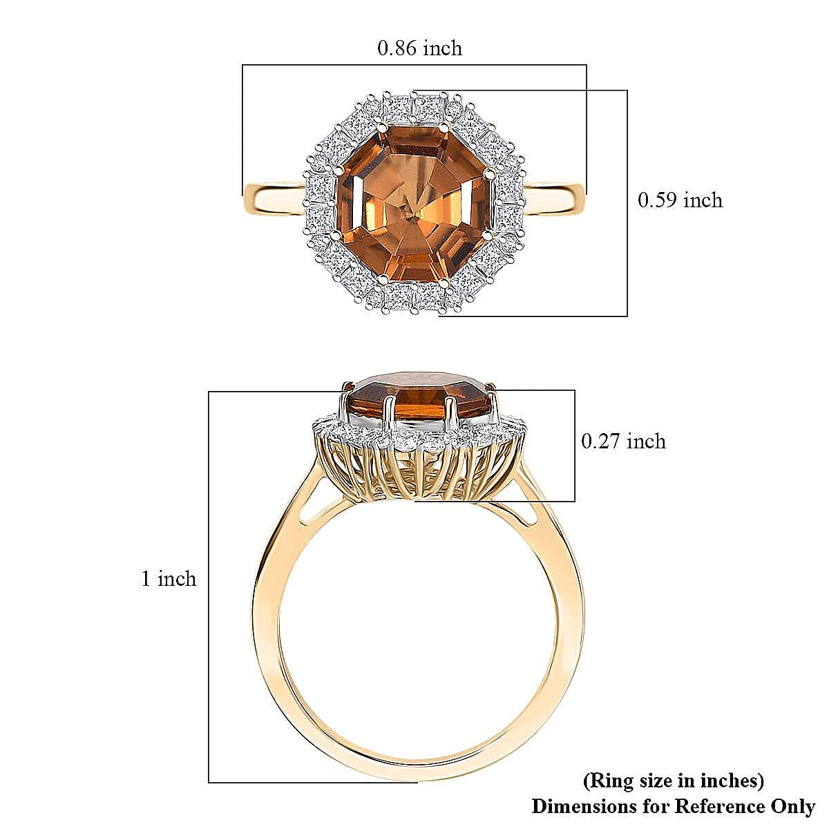 Certified & Appraised AAA Golden Turkizite and Luxuriant Lab Grown Diamond G-H SI 4.15 ctw Ring in 10K Yellow Gold (Size 6.0) image number 5