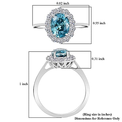 Certified & Appraised AAA Cambodian Blue Zircon, Lab Grown Diamond Ring in 10K White Gold 3.00 ctw (Size 10.0)