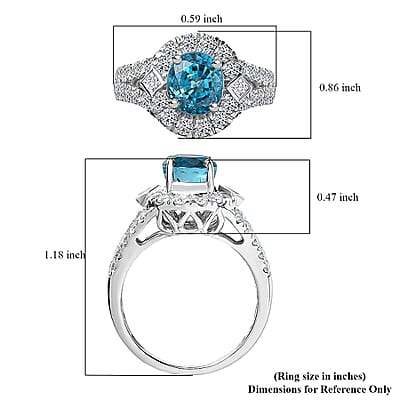 AAA Cambodian Blue Zircon, Lab Grown Diamond Ring in 10K White Gold 4.85 ctw (Size 12.0)
