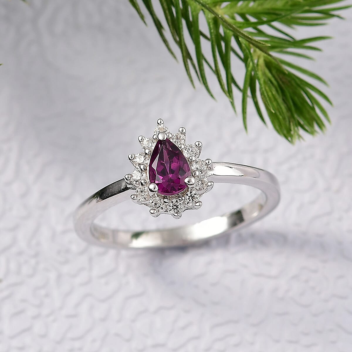 D'Joy Orissa Rhodolite Garnet and White Zircon 0.75 ctw Ring in Rhodium Over Sterling Silver (Size 5.0) image number 1