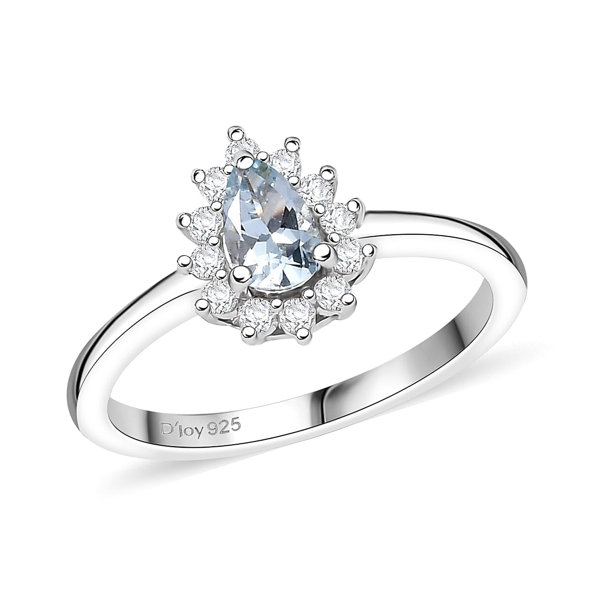 D'Joy Mangoro Aquamarine and White Zircon 0.60 ctw Ring in Rhodium Over Sterling Silver (Size 5.0) image number 0