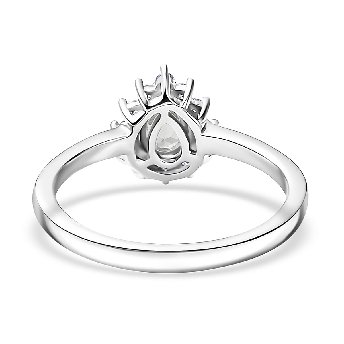 D'Joy Rainbow Moonstone and White Zircon 0.85 ctw Ring in Rhodium Over Sterling Silver (Size 5.0) image number 2