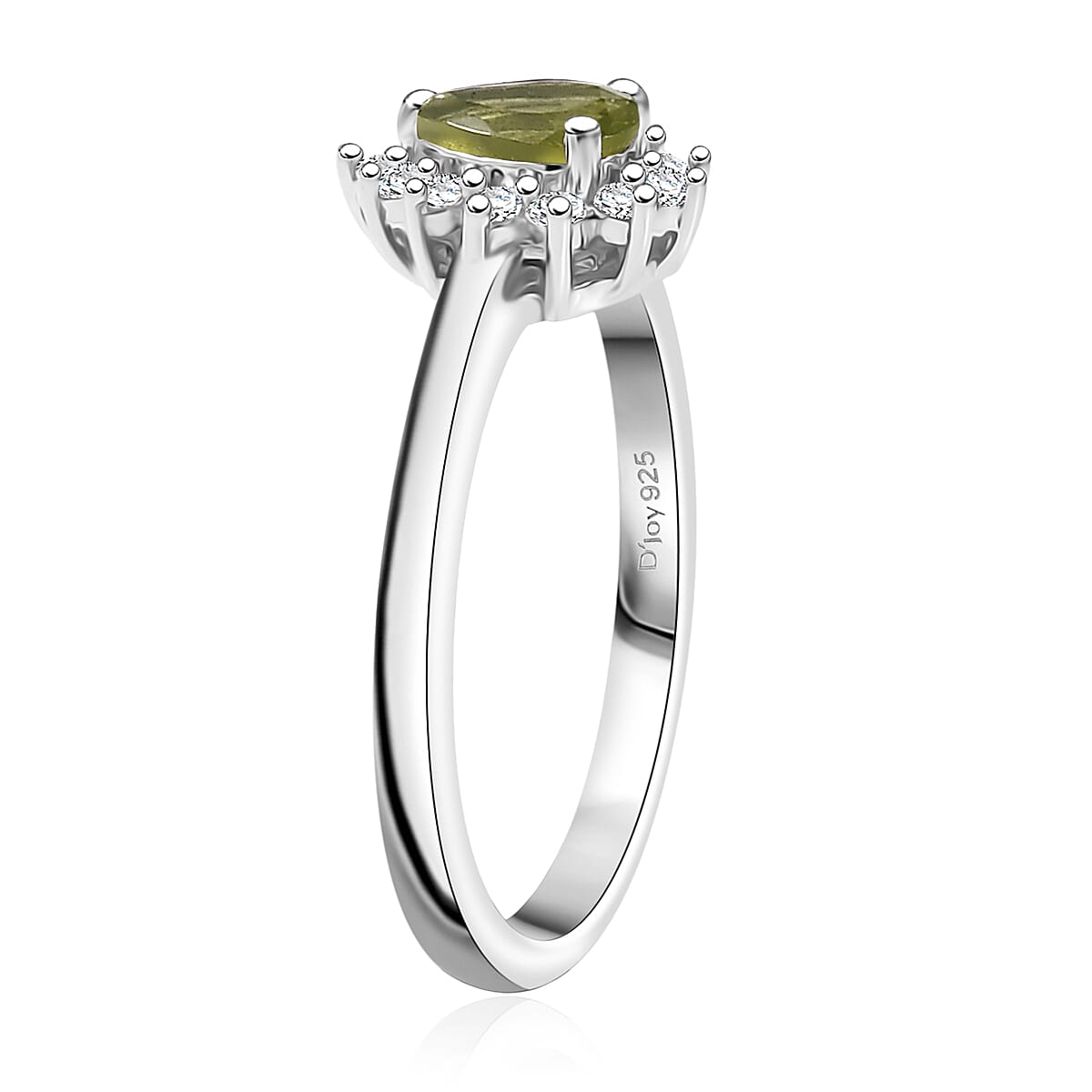 D'Joy Hebei Peridot and White Zircon 0.70 ctw Ring in Rhodium Over Sterling Silver (Size 5.0) image number 2