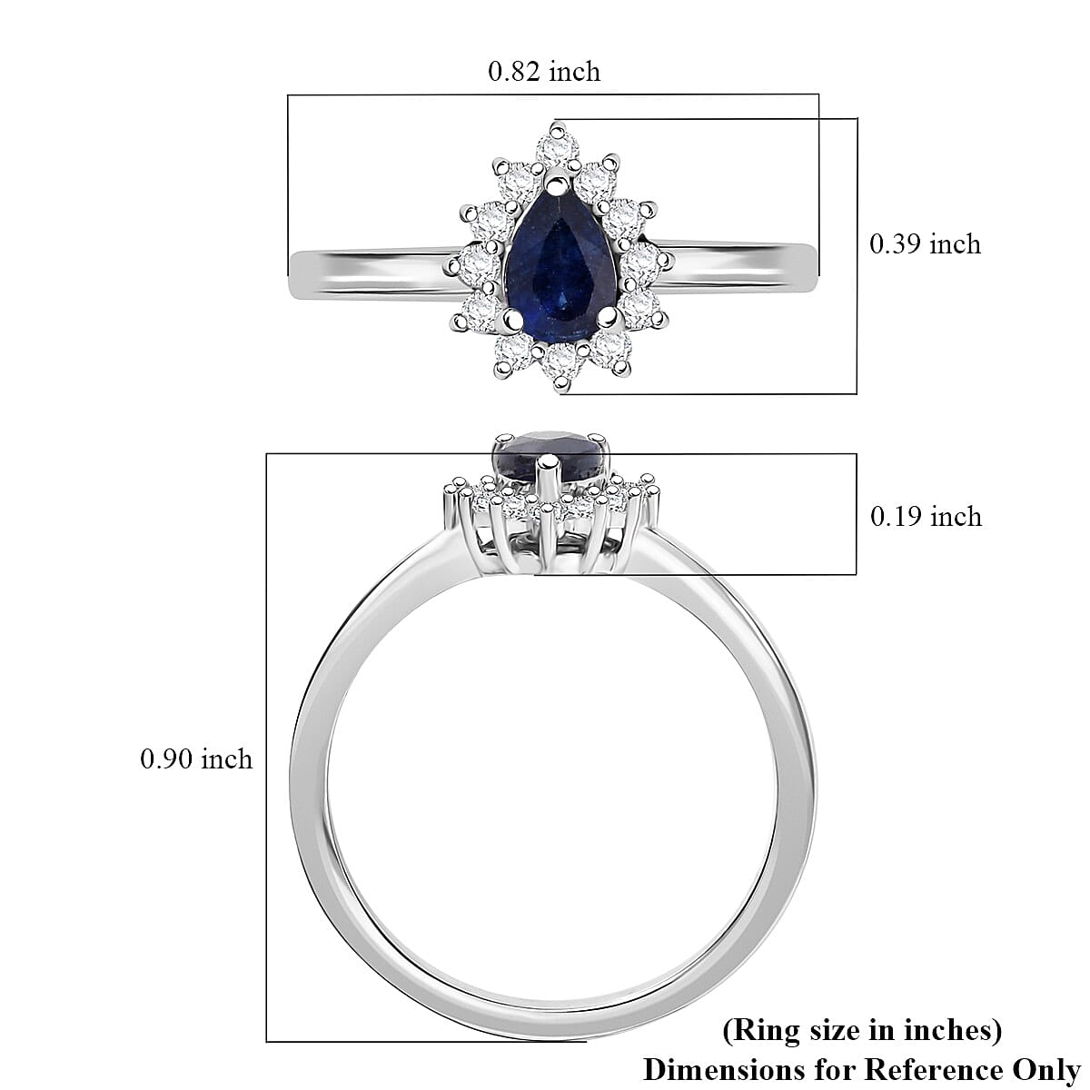 D'Joy Masoala Sapphire (D) and White Zircon 0.85 ctw Ring in Rhodium Over Sterling Silver (Size 5.0) image number 3