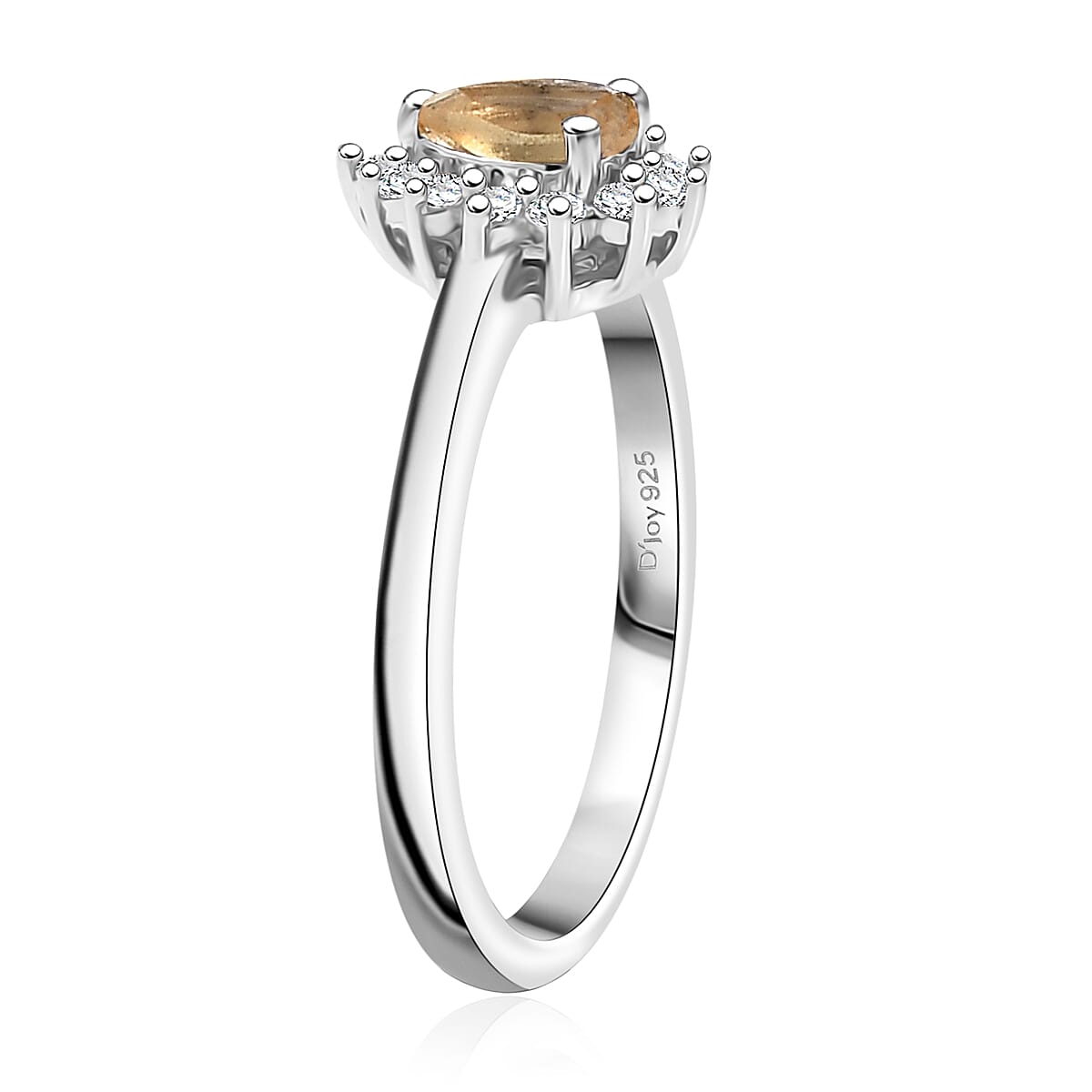 D'Joy Brazilian Citrine and White Zircon 0.65 ctw Ring in Rhodium Over Sterling Silver (Size 5.0) image number 2