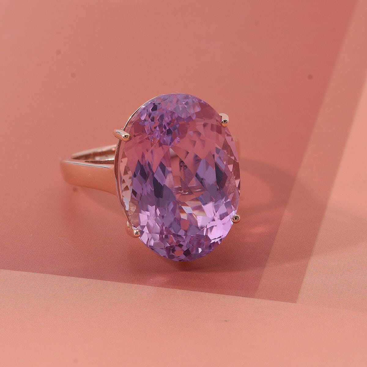 Luxoro AAAA Patroke Kunzite Solitaire Ring in 10K Rose Gold 16.65 ctw (Size 5.5) image number 1