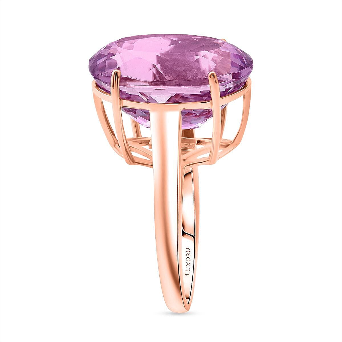 Luxoro AAAA Patroke Kunzite Solitaire Ring in 10K Rose Gold 16.65 ctw (Size 7.5) image number 3