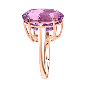 Luxoro AAAA Patroke Kunzite Solitaire Ring in 10K Rose Gold 16.65 ctw (Size 8.5)