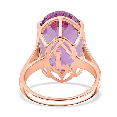 Luxoro AAAA Patroke Kunzite Solitaire Ring in 10K Rose Gold 16.65 ctw (Size 10.0)