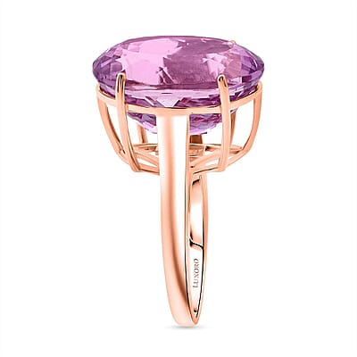 Luxoro AAAA Patroke Kunzite Solitaire Ring in 10K Rose Gold 16.65 ctw (Size 11.0)