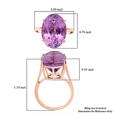 Luxoro AAAA Patroke Kunzite Solitaire Ring in 10K Rose Gold 16.65 ctw (Size 11.0)