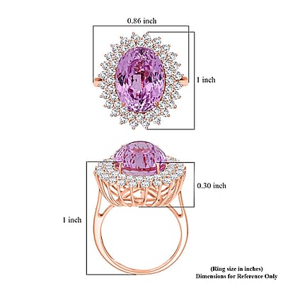 AAAA Patroke Kunzite, Lab Grown Diamond Bloom Ring in 10K Rose Gold 14.50 ctw (Size 5.0)