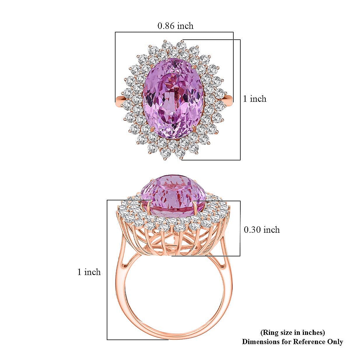 AAAA Patroke Kunzite, Lab Grown Diamond Bloom Ring in 10K Rose Gold 14.50 ctw (Size 8.5) image number 5