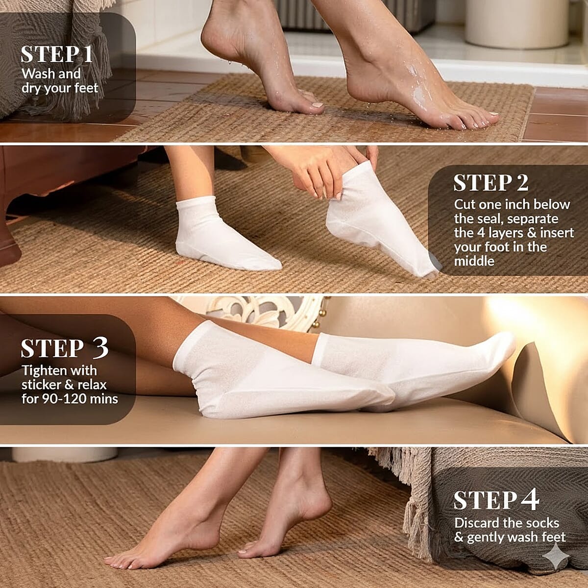 Purederm Set of 6 Botanical Choice&trade; Intensive Healing Foot Mask (1pair x6) image number 4