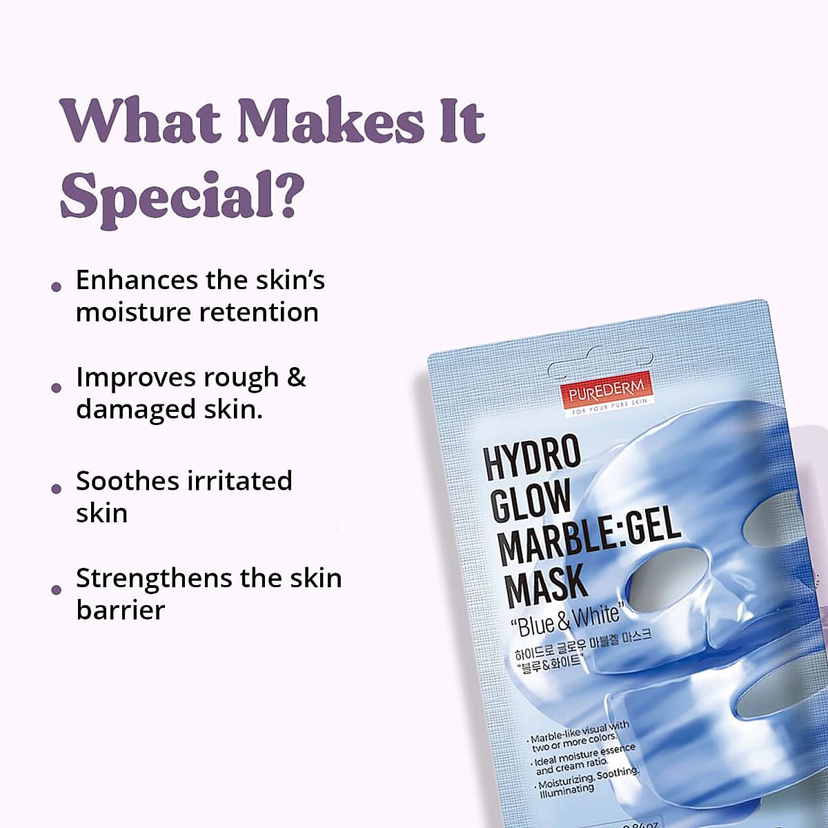 Purederm Set of 6 Hydro Glow Marble Gel Mask (1pk x6) image number 2