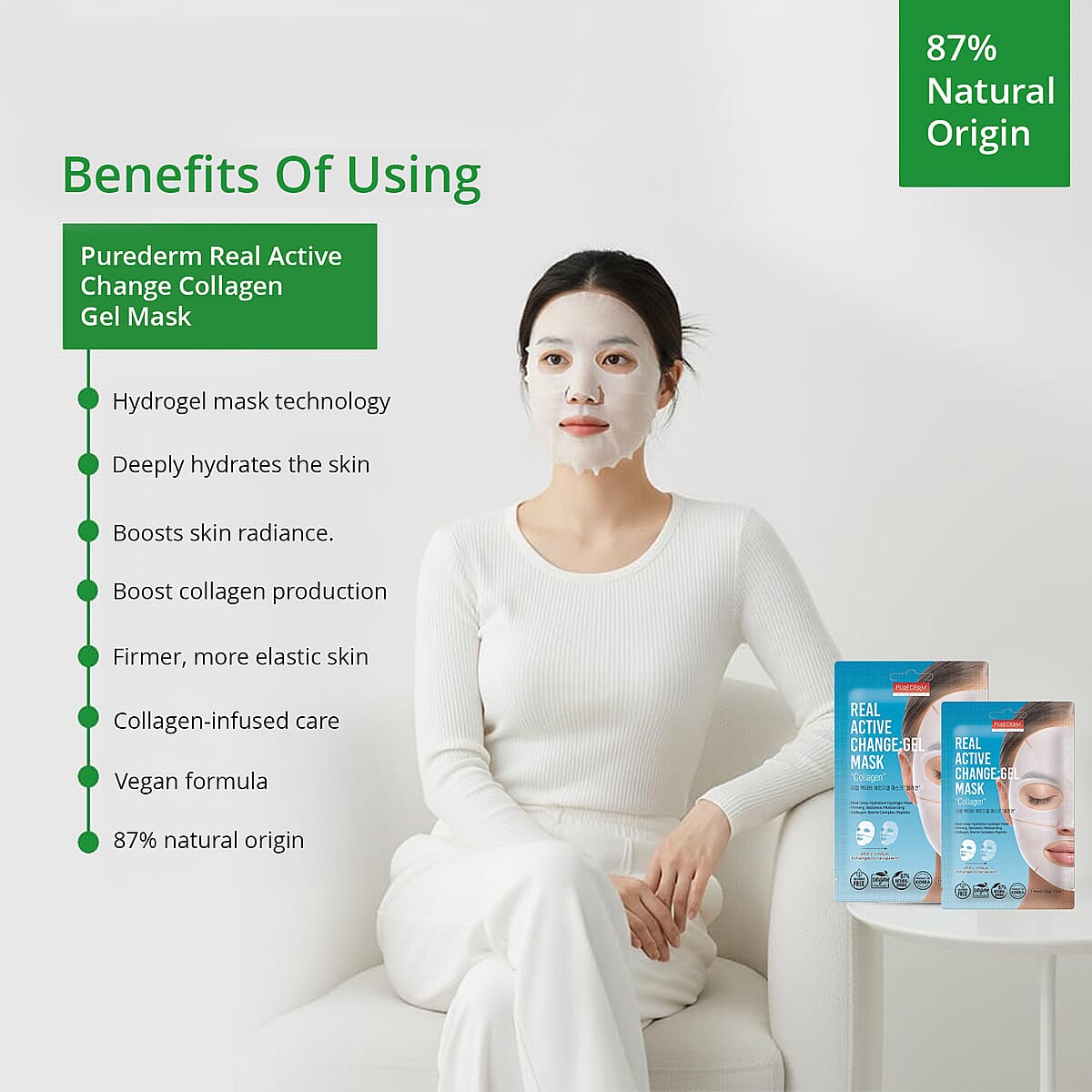 Purederm Set of 6 Real Active Change (Collagen) Gel Mask (1pk x6) image number 2