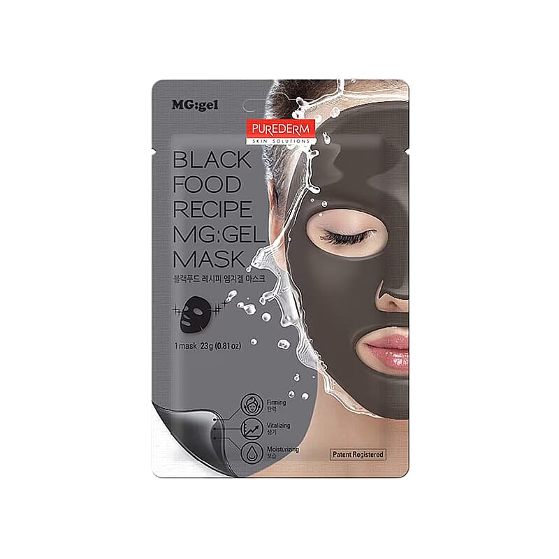 Purederm Set of 6 Black Food Recipe MG Patent Gel Mask (1pk x6)