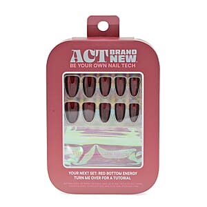 Act Brand New Press On Nail Kit- Red Bottom Energy (Deep Red Cat-Eye)