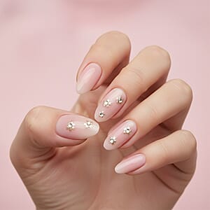 Act Brand New Press On Nail Kit- These Petals, Don't Settle (Nude with Floral & Crystal Accents)