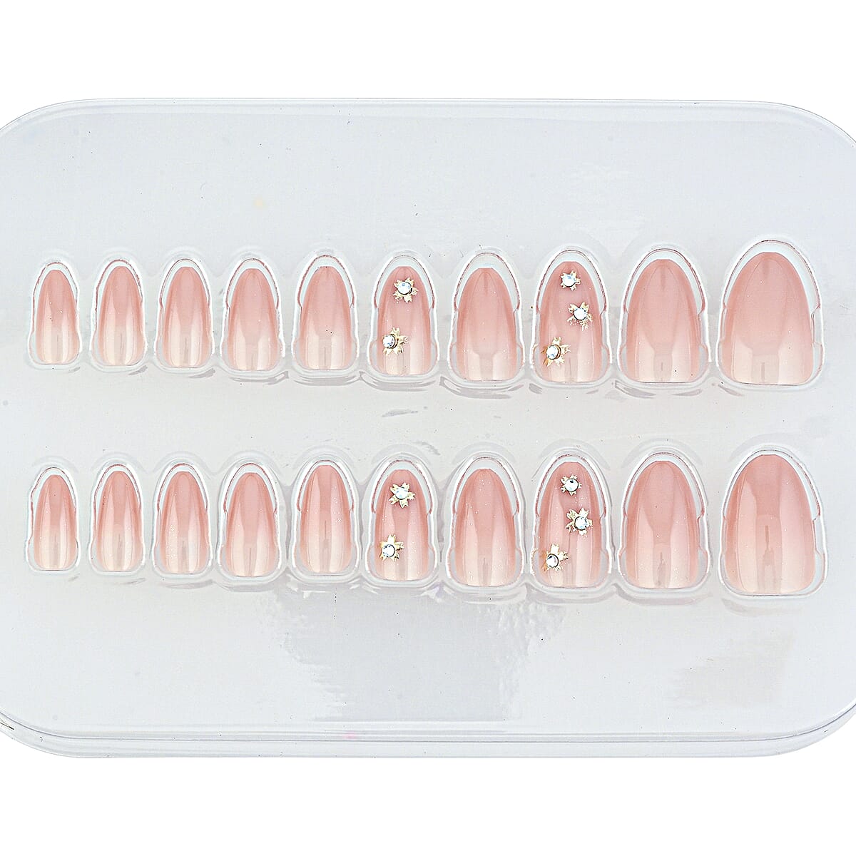 TLV Act Brand New Press On Nail Kit- These Petals, Don't Settle (Nude with Floral & Crystal Accents) image number 2